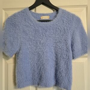 Altar'd State Dusty Blue Fuzzy Crop Top